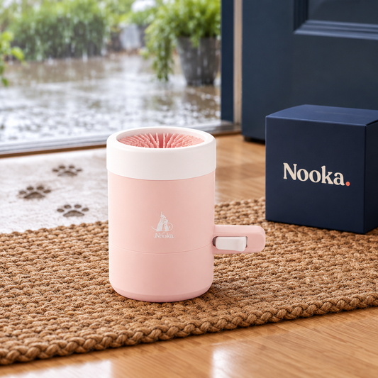 Nooka rotating paw cleaner cup at front door