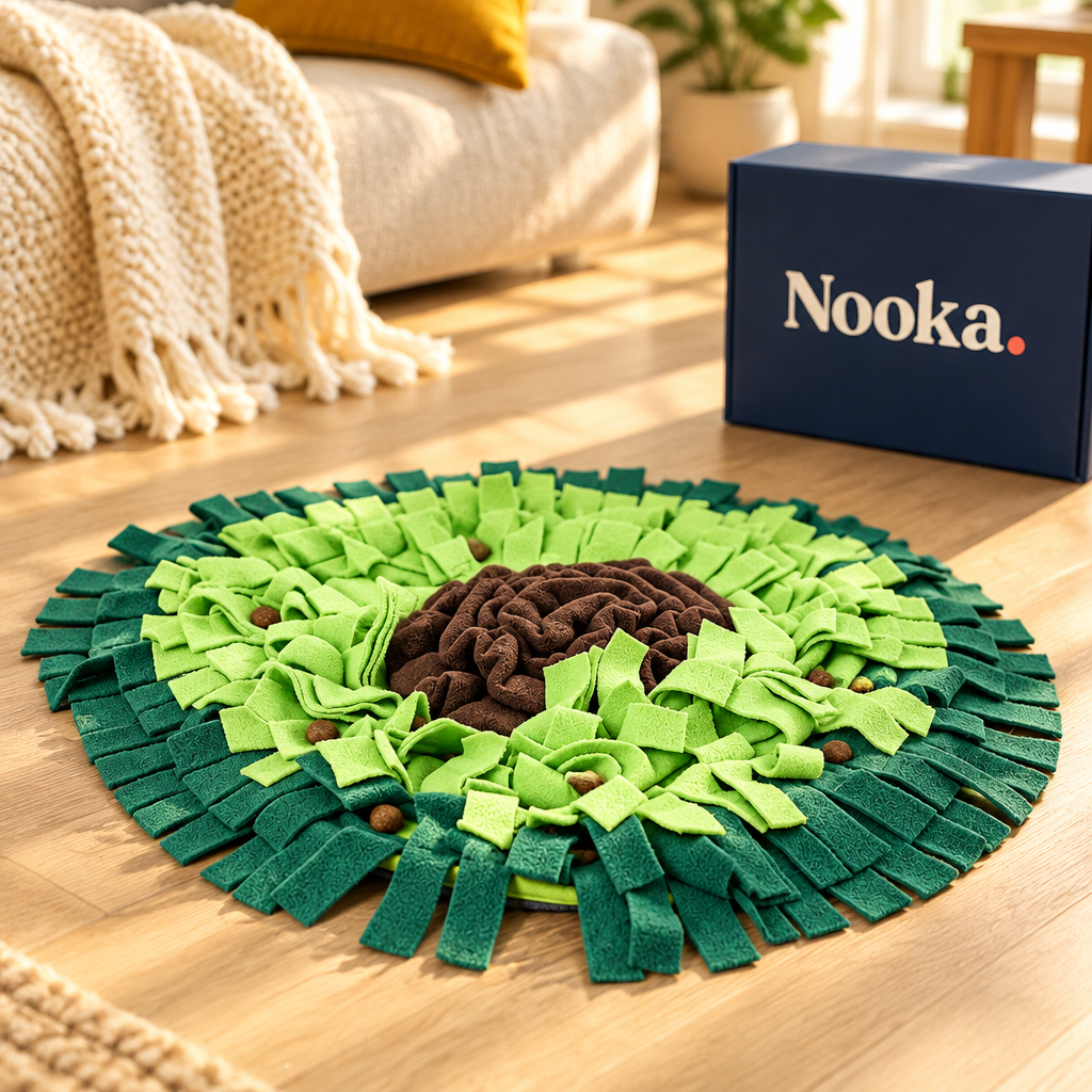 Nooka dog snuffle mat in living room