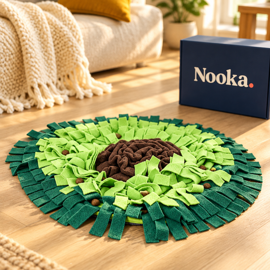 Nooka dog snuffle mat in living room