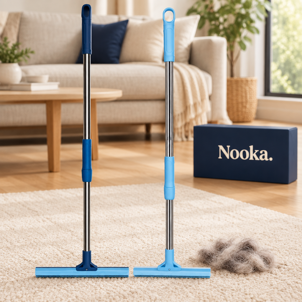 Nooka rubber pet hair broom and brush set
