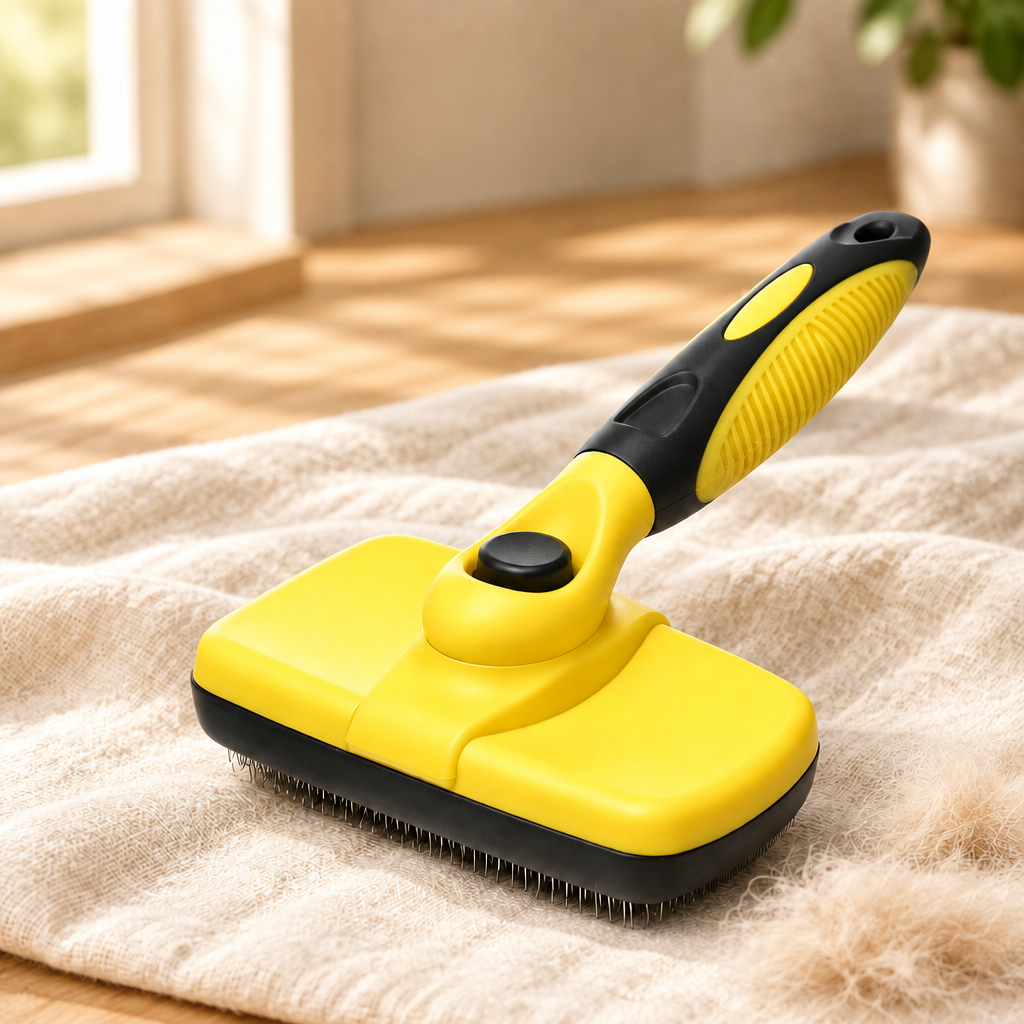 Self-cleaning slicker brush