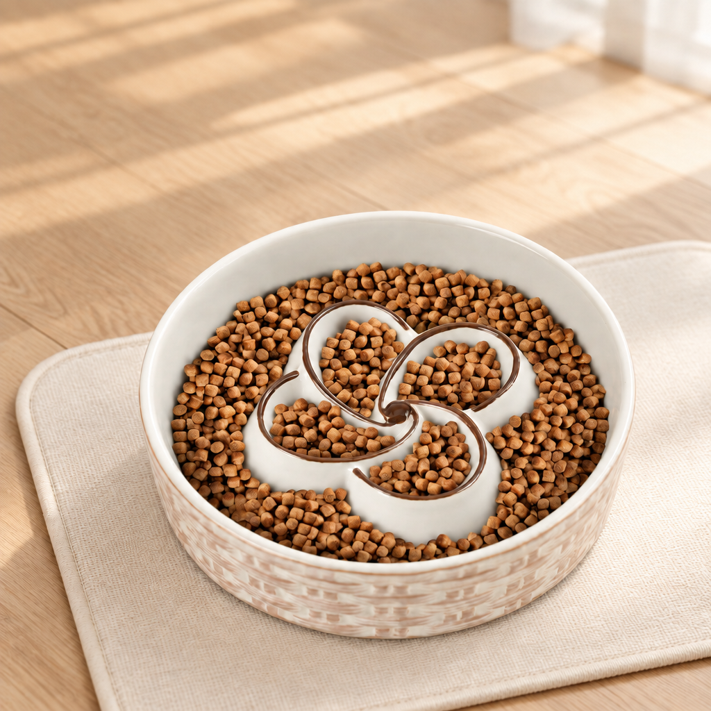 Ceramic slow feeder dog bowl