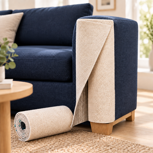 Cat scratch protector on sofa arm