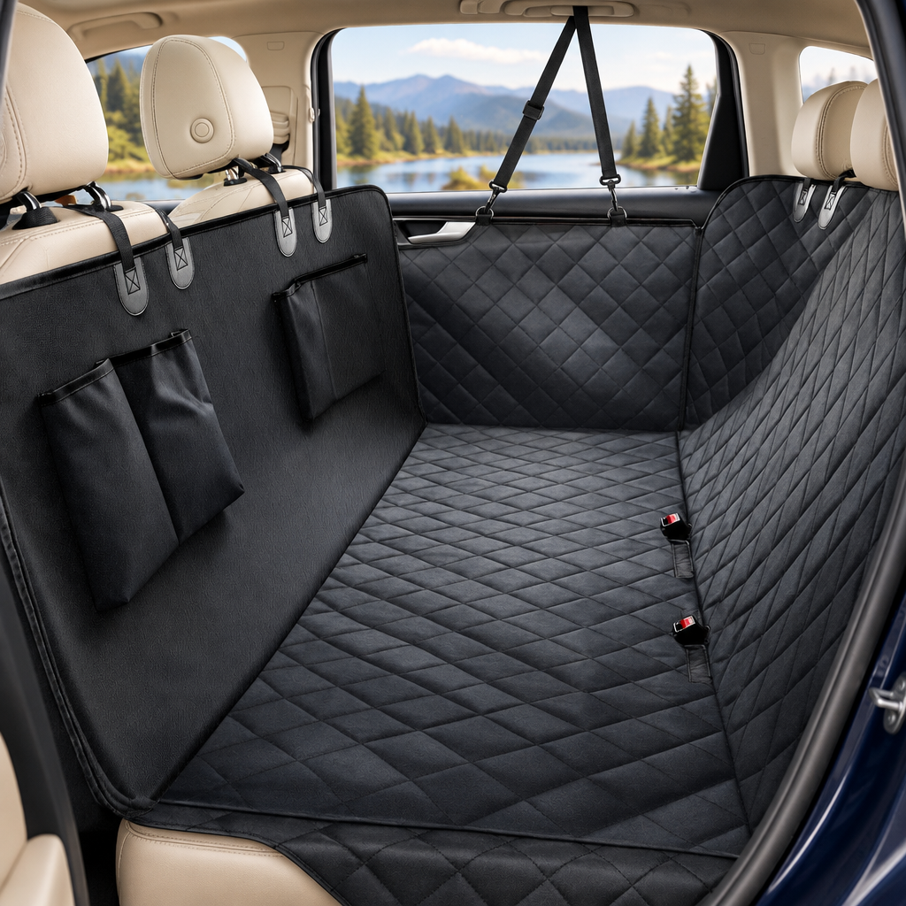 Waterproof dog car seat cover hammock installed in an SUV